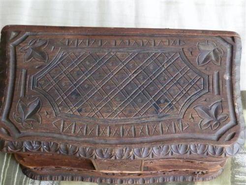 Antique Carved Wooden Jewellery Box