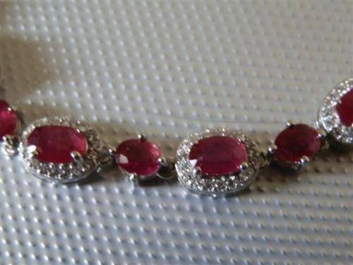 Natural 9.15ct Blood Red Ruby Bracelet, Solid 925 Sterling 14 ct White Gold over - weight 11.38 g