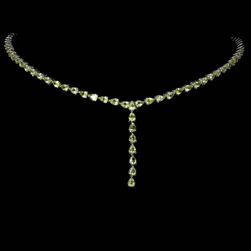 Magnificent Solid Sterling Silver Natural 10 ct Peridot Necklace - weight 17.07 g