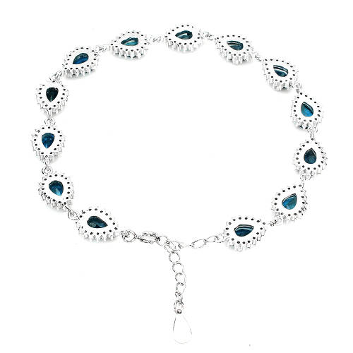 Impressive 13 ct Natural London Blue Topaz Solid Sterling Silver Bracelet - weight 13 g