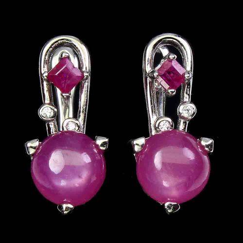 Smashing 3.5 ct Natural Ruby Solid Sterling Silver Earrings - weight 3.51 g