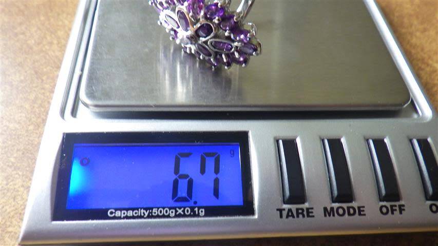 Spectacular Sterling Silver Amethyst Cluster Ring - weight 6.7 g