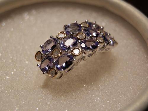 Sterling silver tanzanite & diamond ring