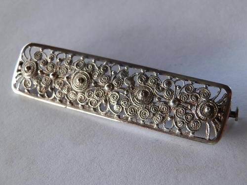 Antique sterling silver filigree brooch - shipping R40 insured