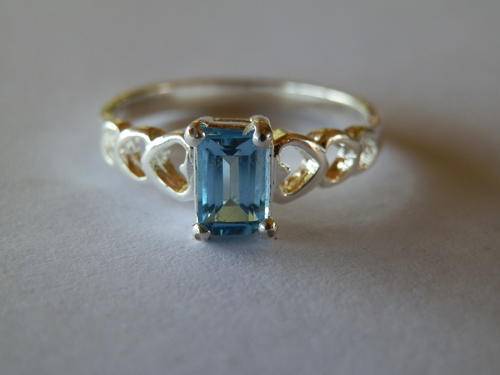 SOLID new sterling silver blue topaz ring
