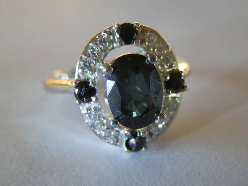 New solid sterling silver natural blue sapphire and white topaz ring - two (2) weeks to pay