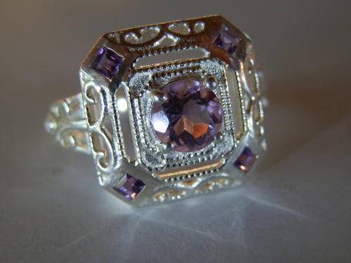 New solid sterling silver natural amethyst ring - two (2) weeks to pay