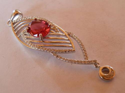 New solid sterling silver ruby and topaz pendant - thirty (30) days to pay