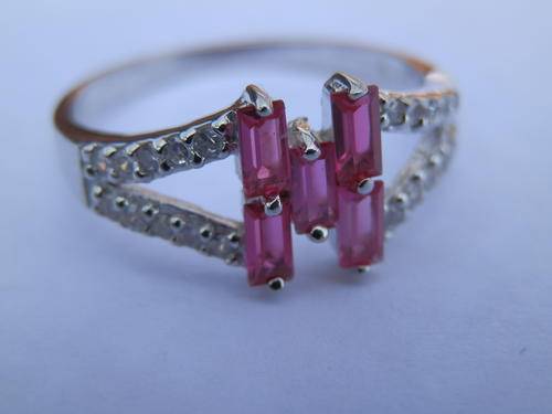 New solid sterling silver pink ruby and topaz ring - two (2) weeks to pay