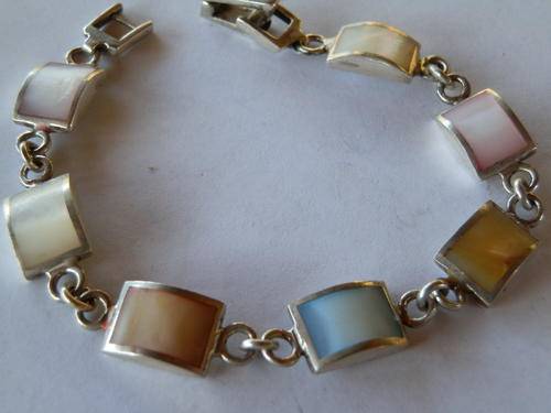 Heavy - 19.8 gram - sterling silver mother of pearl bracelet - thirty (30) days to pay