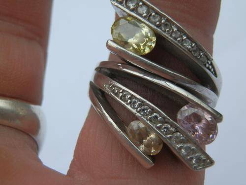 Heavy - 13.8 gram - Sterling silver multi gem ring - two (2) weeks to pay