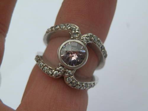 Heavy sterling silver - 8.9 gram - pink topaz ring - thirty (30) days to pay