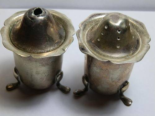 Antique Sheffield Hallmarked sterling silver salt & pepper pot set - thirty (30) days to pay