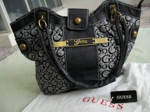 Guess Handbag (Stylish big black-grey designer handbag)