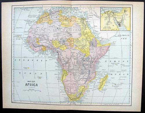 ORIGINAL ANTIQUE MAP OF AFRICA FROM THE 1890's
