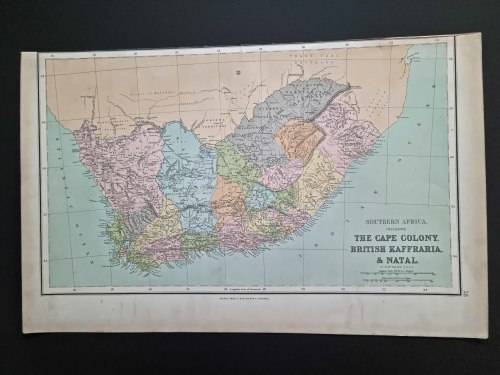 1864 ORIGINAL ANTIQUE MAP OF SOUTH AFRICA - over 150 years old