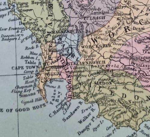 1864 ORIGINAL ANTIQUE MAP OF SOUTH AFRICA - over 150 years old