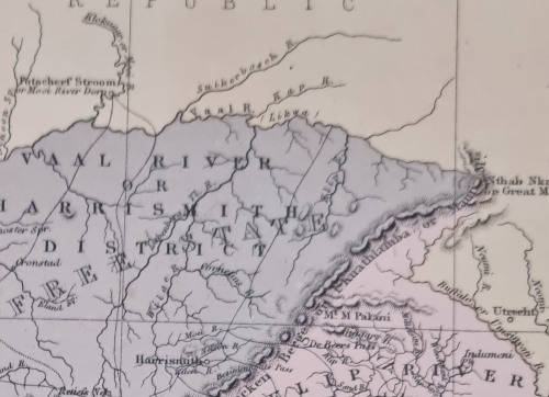 1864 ORIGINAL ANTIQUE MAP OF SOUTH AFRICA - over 150 years old
