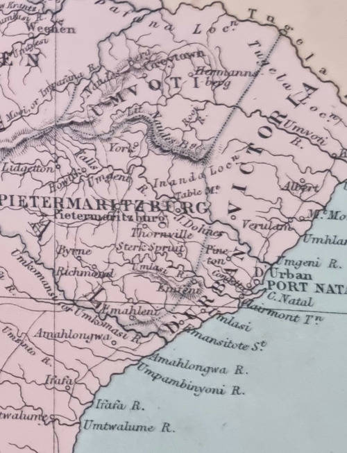 1864 ORIGINAL ANTIQUE MAP OF SOUTH AFRICA - over 150 years old