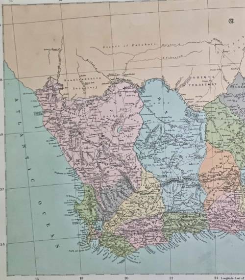 1864 ORIGINAL ANTIQUE MAP OF SOUTH AFRICA - over 150 years old