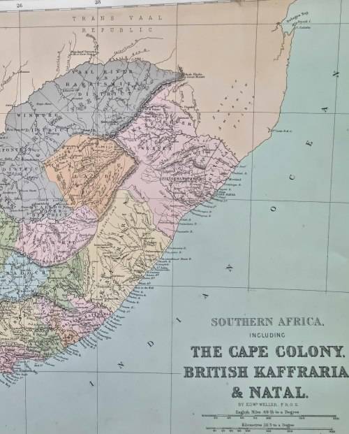 1864 ORIGINAL ANTIQUE MAP OF SOUTH AFRICA - over 150 years old