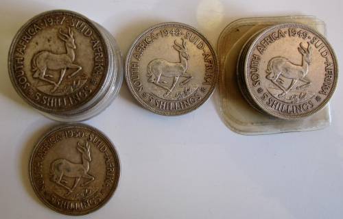 15 x UNION OF SOUTH AFRICA 5 SHILLINGS 80% SILVER