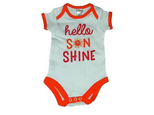 RETAIL PRICE: R 189 "Hello Sun Shine" Baby Grow 0 - 3 Months ORANGE AND WHITE