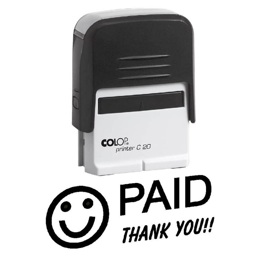 Colop C20 Self Inking Rubber Stamp - Paid Thank You - Black