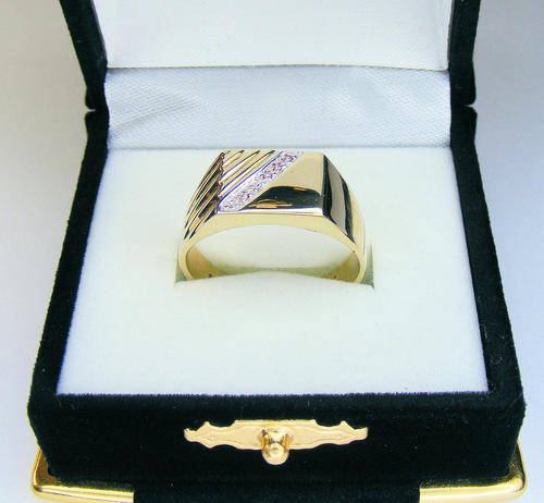 9ct Yellowgold gents diamond ring - NO RESERVE!!!