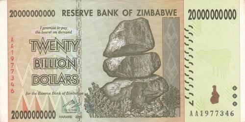 20 BILLION DOLLARS Zimbabwe