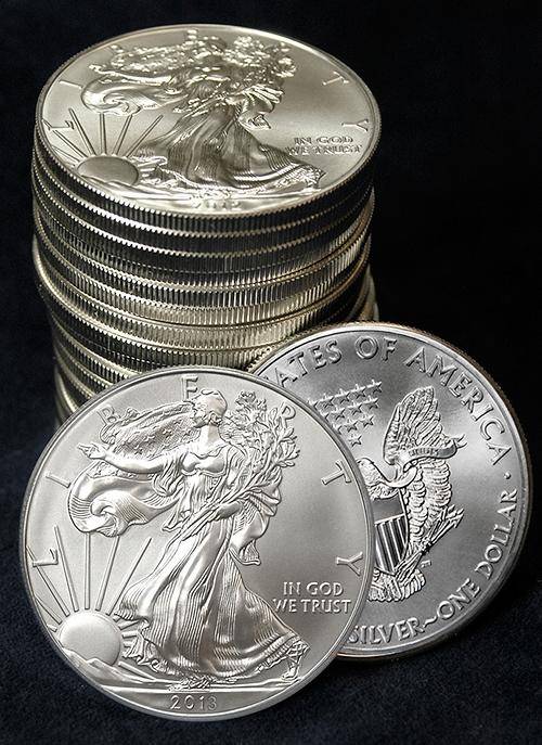 5 x 2013 1 oz.American Silver Eagle $1 .999 Fine Silver Brilliant and Uncirculated (Brand New Coins)