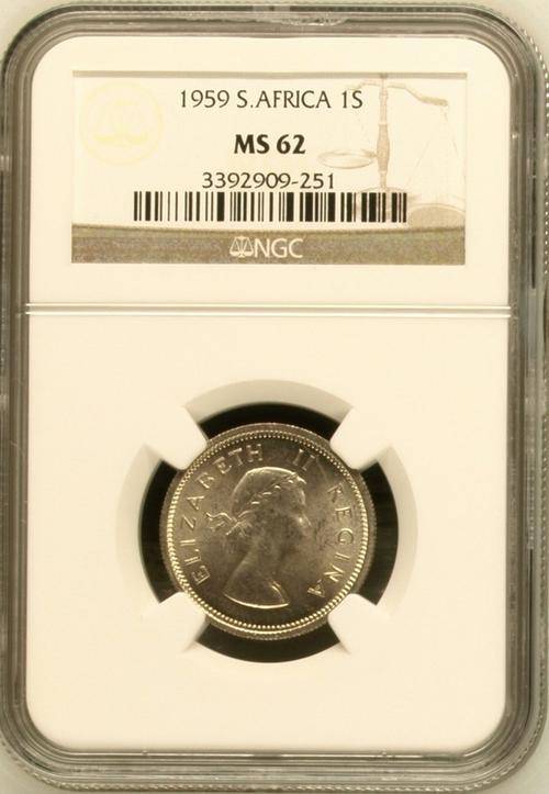 1959 South Africa 1S (Shilling) Elizabeth II  NGC Graded MS-62 - 5 up for Bid