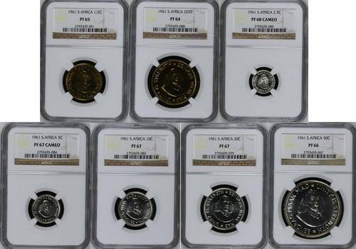 1961 NGC GRADED PROOF 7 COIN PROOF SET - STUNNING SET!