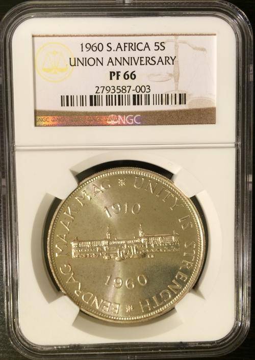South Africa 1960 5S UNION ANNIVERSARY ~ NGC Graded Proof 66 ~