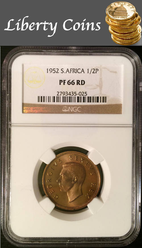 1952 South Africa 1/2P ***NGC GRADED PROOF 66 RED*** ONLY 5 GRADED HIGHER!!!