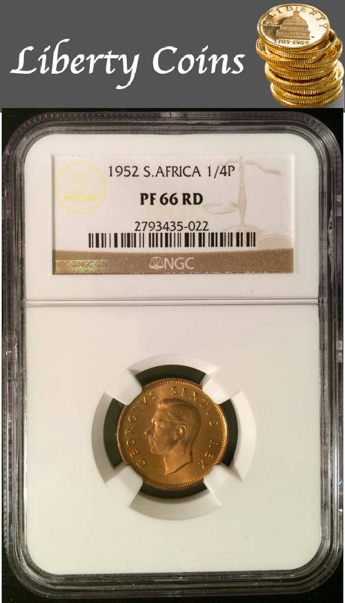 1952 South Africa 1/4P ***NGC GRADED PROOF 66 RED*** ONLY 3 GRADED HIGHER!!!