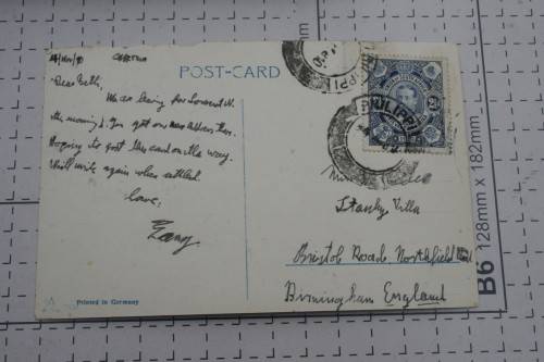 Union of South Africa 2 1/2d 1910 stamp on envelope