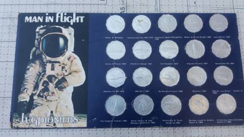 Complete set of 20 Shell Man in flight Commemorative coin collection in display card.