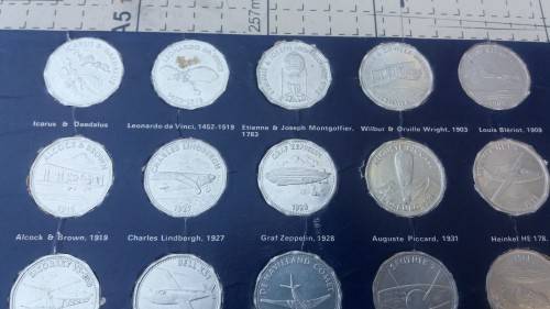 Complete set of 20 Shell Man in flight Commemorative coin collection in display card.