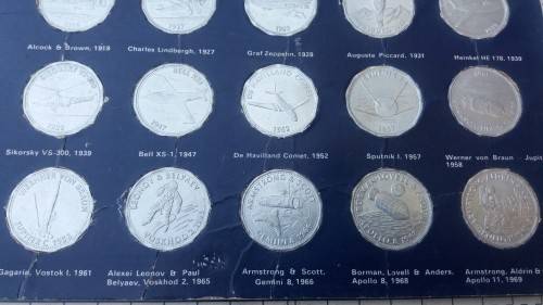Complete set of 20 Shell Man in flight Commemorative coin collection in display card.