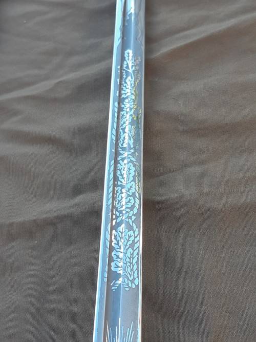 South African Naval Officers sword Pre 1994 with Old South African coat of arms on blade