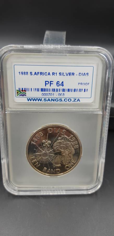 South Africa R1 Silver Dias PF64 Graded