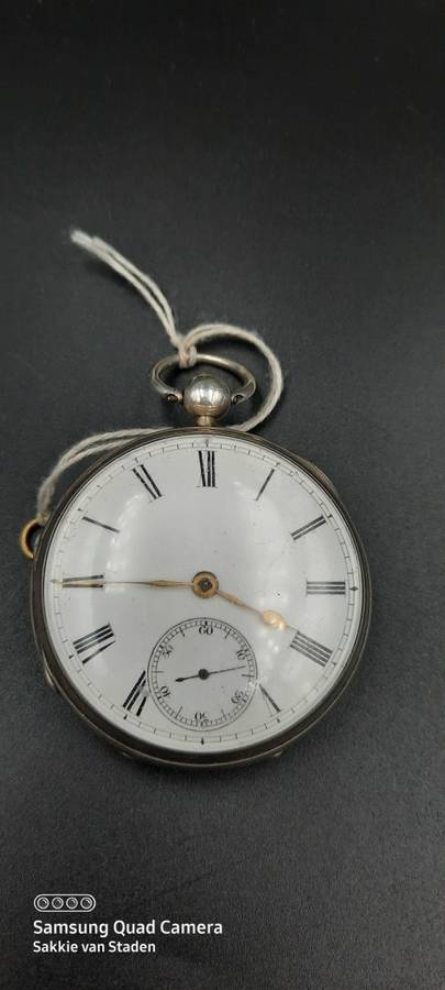 JOHN FISHER GLASGOW ENGLISH LEVER Pocket watch.Fuzee movement .. Sterling silver case Working 1800`s