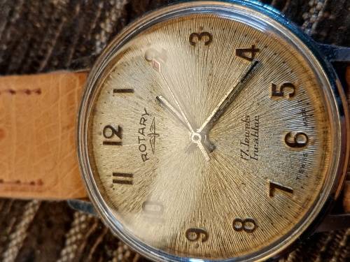 Rotary wrist watch manual wind starburst texture dial 35mm ex crown WORKING
