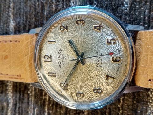 Rotary wrist watch manual wind starburst texture dial 35mm ex crown WORKING