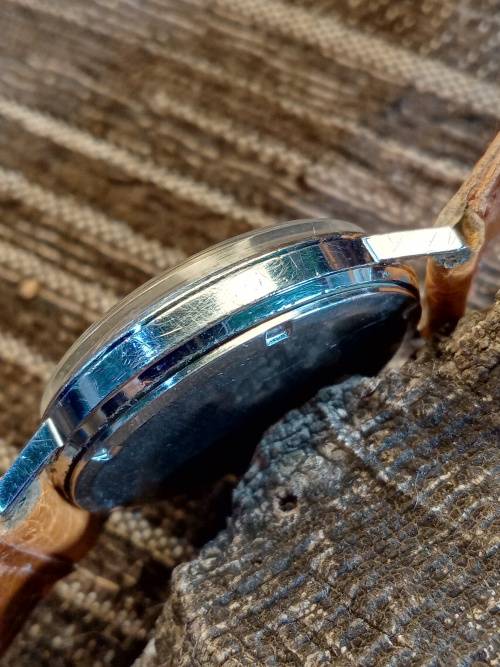 Rotary wrist watch manual wind starburst texture dial 35mm ex crown WORKING