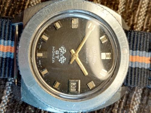 Rotary GT Monza wrist watch ghosted bezel 38mm ex crown WORKING
