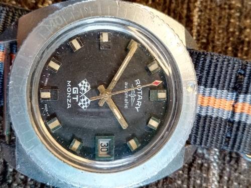 Rotary GT Monza wrist watch ghosted bezel 38mm ex crown WORKING