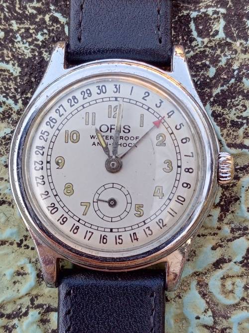 Oris date pointer wrist watch silver dial 31mm ex crown WORKING