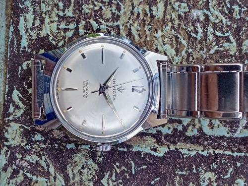 Vintage Invicta wrist watch manual wind 33mm ex crown WORKING near mint condition